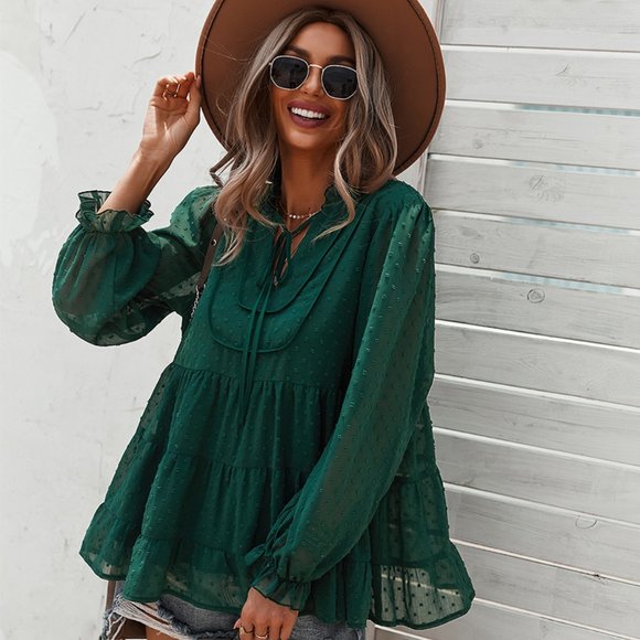 VINTAGE BOHO CHIC LAYERED BELL SLEEVED BLOUSE - Picture 5 of 9